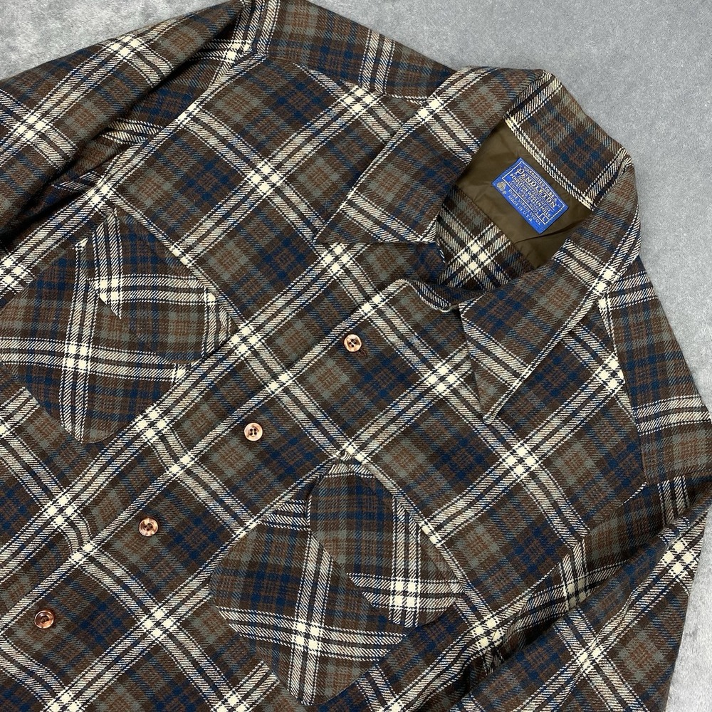 Vtg Pendleton Shirt Mens L Loop Collar Board Flap Pockets MacDonald Tartan *READ